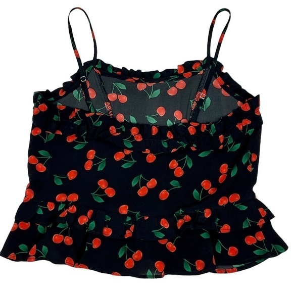 ANTHROPOLOGIE FREE GENERATION CHERRY RUFFLE PEPLUM CAMI HIGH WAISTED SHORT SET - Picture 7 of 16